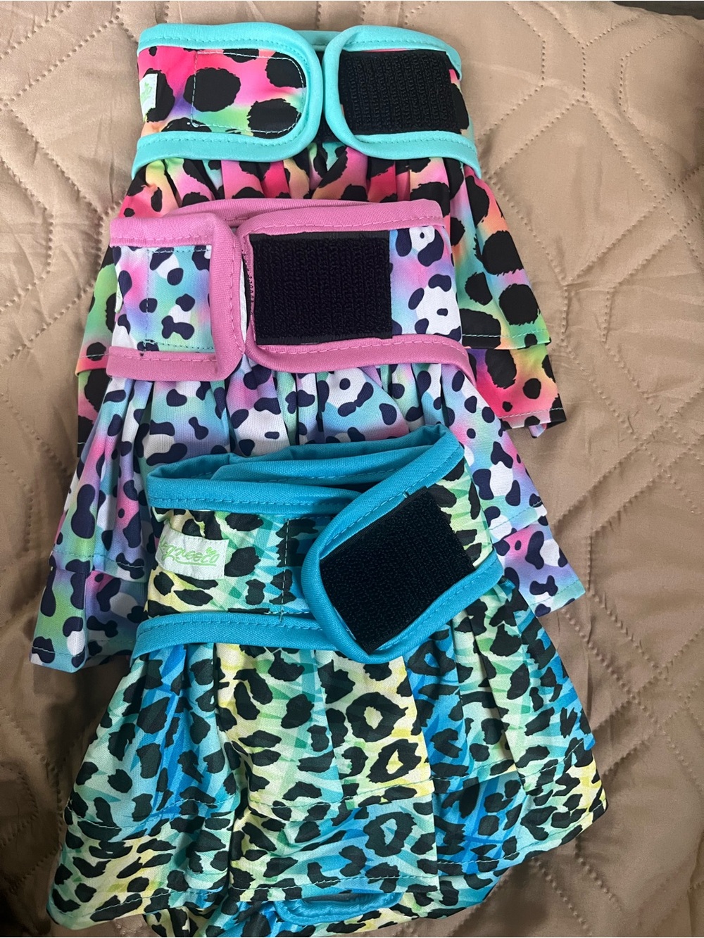 Girls Multi-Color Leopard Print Skirted Bottoms with Velcro Waist
